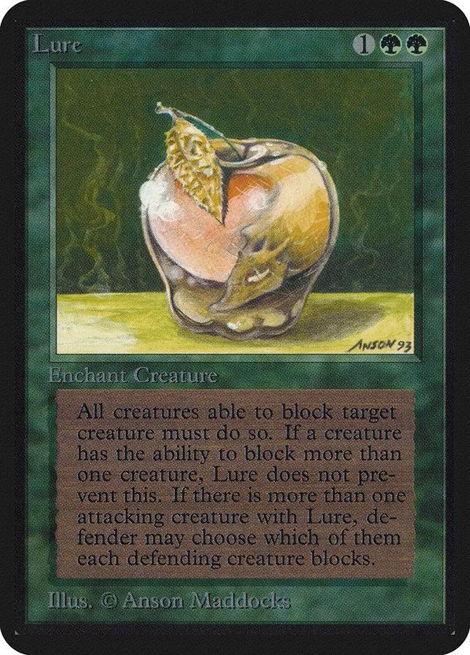 Card art depicts a large, brown and orange apple against a green background.