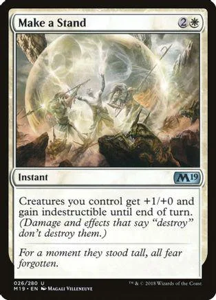 Magic: The Gathering card, "Make a Stand," featuring a moonlit, epic fantasy scene.