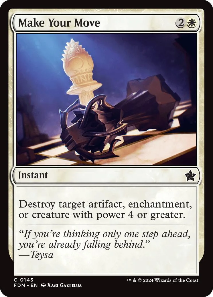 Magic: The Gathering card, "Make Your Move," featuring a glowing artifact.