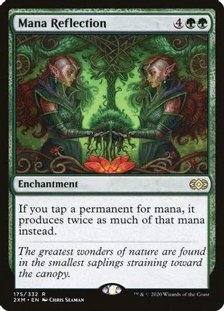 Two elves under a tree, green and brown, on a Magic: The Gathering card.