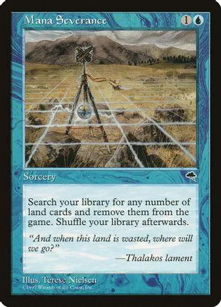 Magic: The Gathering Mana Severance card art showing a tripod in a landscape.