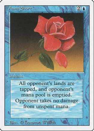 Red rose art on a Mana Short Magic: The Gathering card.