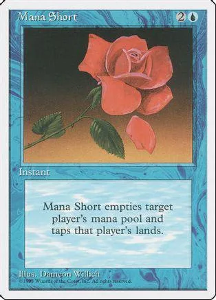 Red rose art on a Magic: The Gathering Mana Short card.