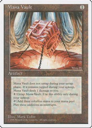 Mana Vault Magic: The Gathering card, reddish-orange artifact in a cavern.