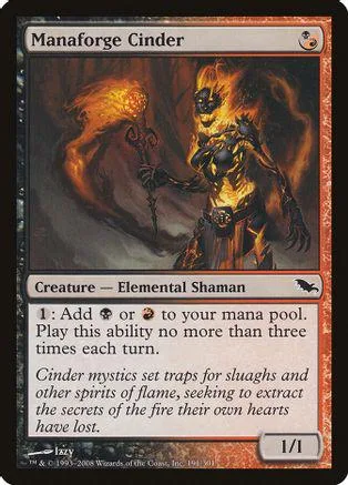 Fiery elemental shaman creature card with orange and black artwork.