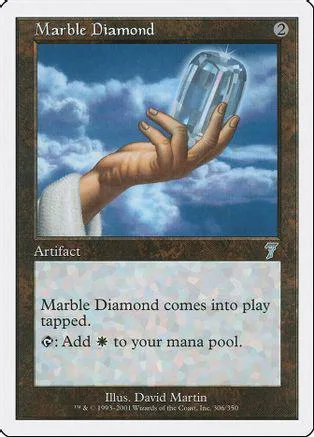 Hand holding a glowing, translucent marble diamond against a blue sky.
