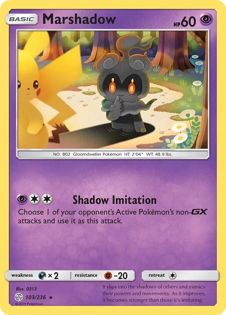 Dark, shadowy Pokémon card featuring a dark creature in a forest setting.