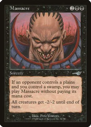 Card art shows a monstrous, bald figure with sharp teeth against a red background.