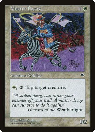 Card art depicts a figure riding a striped zebra against a dark, colorful background.