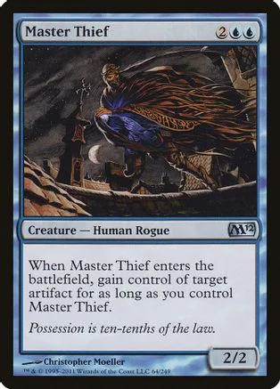 Dark figure in cloak on battlefield, blue and brown tones. Magic: The Gathering card.