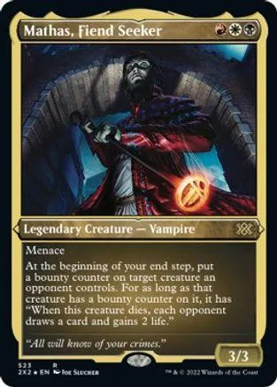 Dark-haired vampire creature card with red and black artwork.