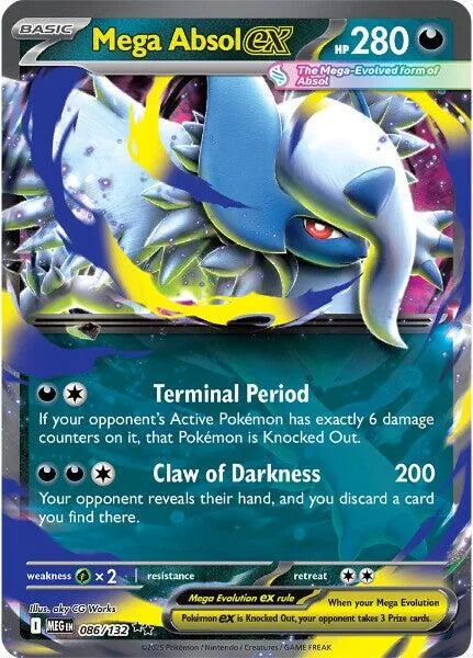 Mega Absol EX card, blue and white, with HP 280.