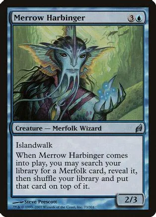 Blue-skinned merfolk wizard with wings, holding glowing blue orbs.