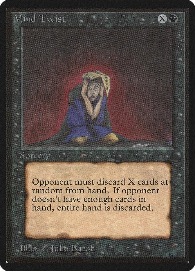 Magic: The Gathering Mind Twist card art featuring a man in a hood.