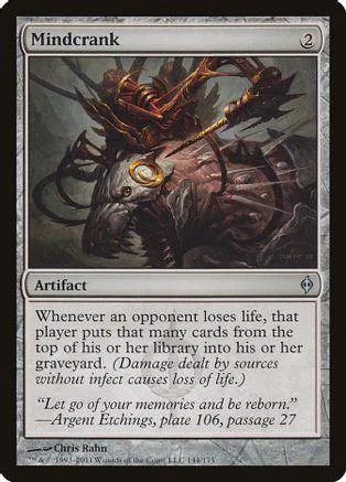 Dark, monstrous creature art on a Mindcrank Magic: The Gathering card.