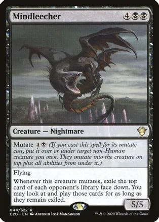 Dark dragon creature card, black and gray art, showing a menacing winged beast.