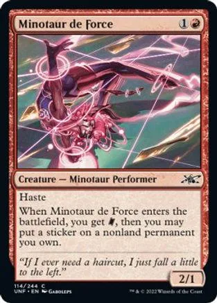 Card art shows a dynamic, pink and purple figure in motion against a cosmic background.
