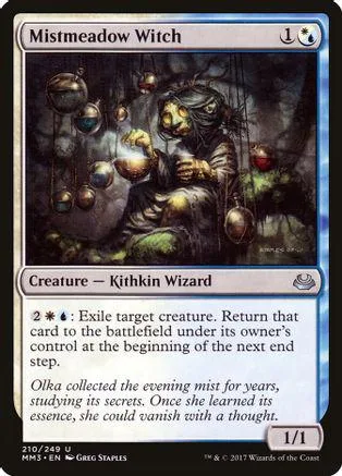 Dark, mystical witch figure surrounded by glowing orbs on a Magic: The Gathering card.