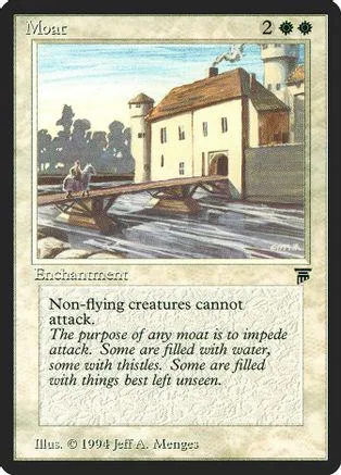 Moat card art shows a white castle structure with a moat.