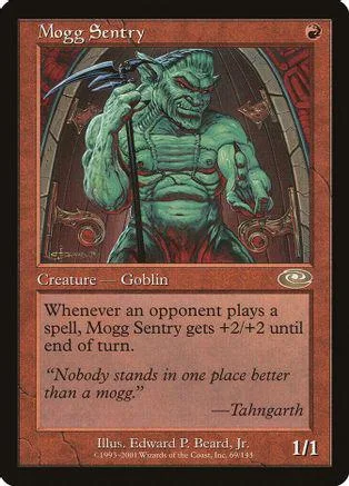 Green goblin creature card art, showing muscular figure in dark, arched setting.