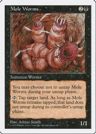 Reddish-brown mole worms on brown earth, Magic: The Gathering card.
