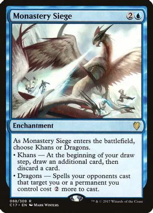 Dragon attacks in a battlefield scene on a Magic: The Gathering card.