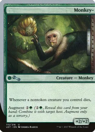 Monkey creature holding a glowing orange fruit in a dark forest setting.