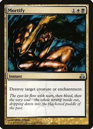 Dark fantasy art on a black and white Magic: The Gathering card.