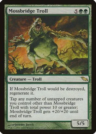 Green troll creature card art, showing a monstrous beast in a dark forest.