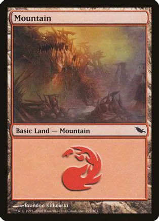Mountain land card art showing a rocky, misty mountain landscape.