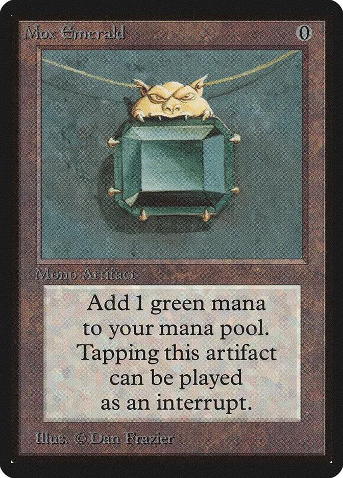 Green creature head inside a teal, geometric artifact card.