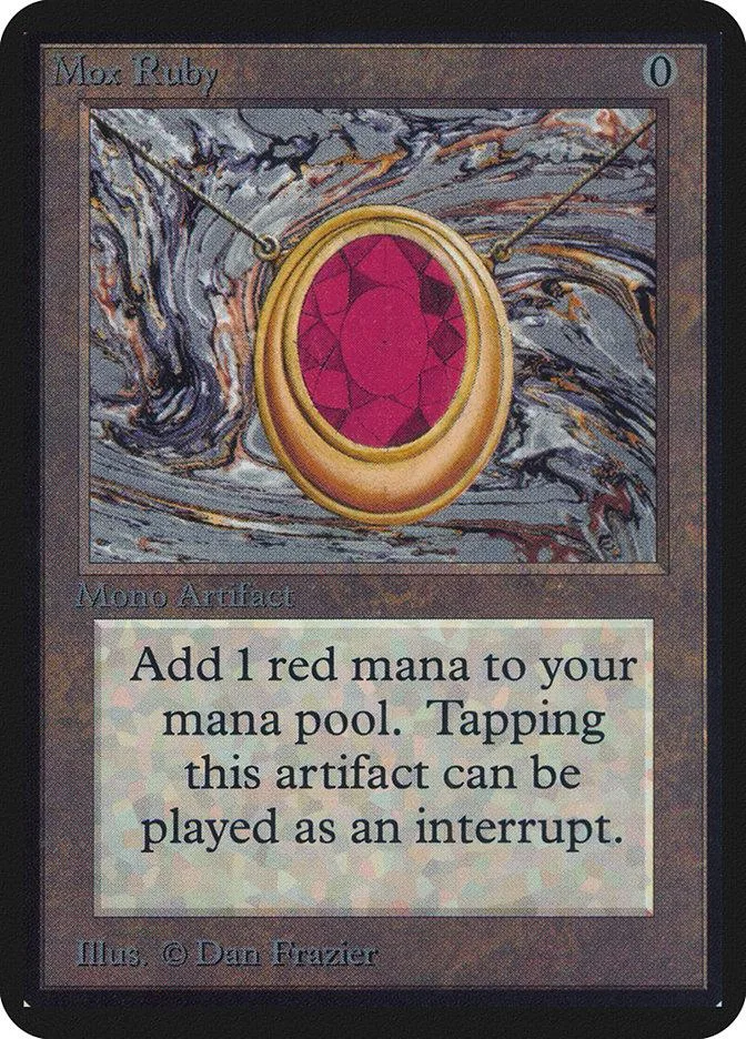 Ruby pendant on a marbled background. Magic: The Gathering card art.
