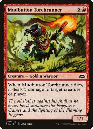 Goblin warrior creature card, green and orange art, showing a monstrous figure.