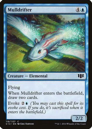 Blue and white elemental creature swimming through green landscape.