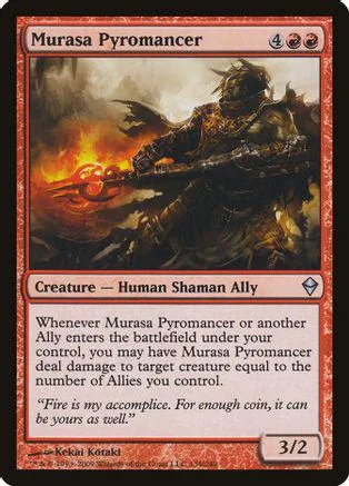 Dark warrior shaman figure wielding flaming weapon on a Magic card.