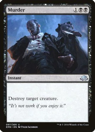 Dark-haired man and shadowy figure on a blue background, Magic: The Gathering card.