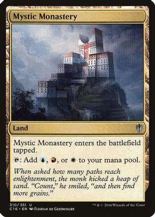 Card art depicts a large, tiered monastery structure against a cloudy sky.