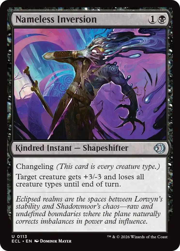 Dark, shadowy creature on a purple and blue fantasy card.
