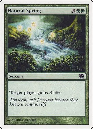 Green and blue fantasy landscape art on a Magic: The Gathering card.