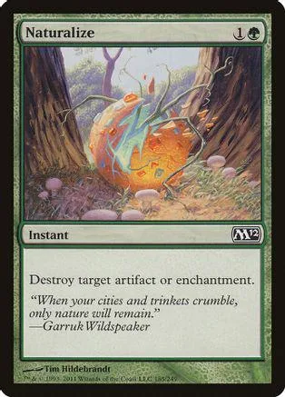 Orange and blue creature in forest scene on a Magic: The Gathering card.