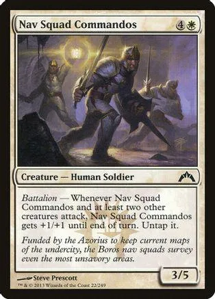 Dark fantasy soldier card, blue and brown tones, showing a battle scene.