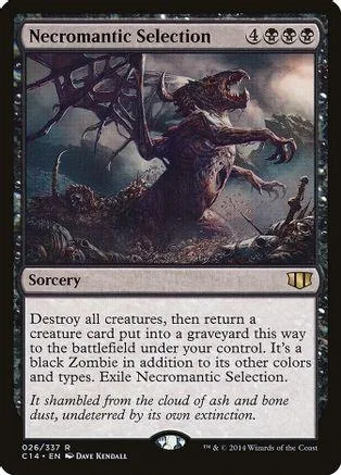 Dark creature attacks in a swampy scene on a black and gray Magic card.
