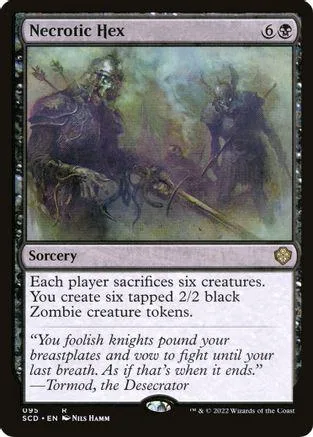 Dark, shadowy figures in a swampy scene on a purple and black Magic: The Gathering card.