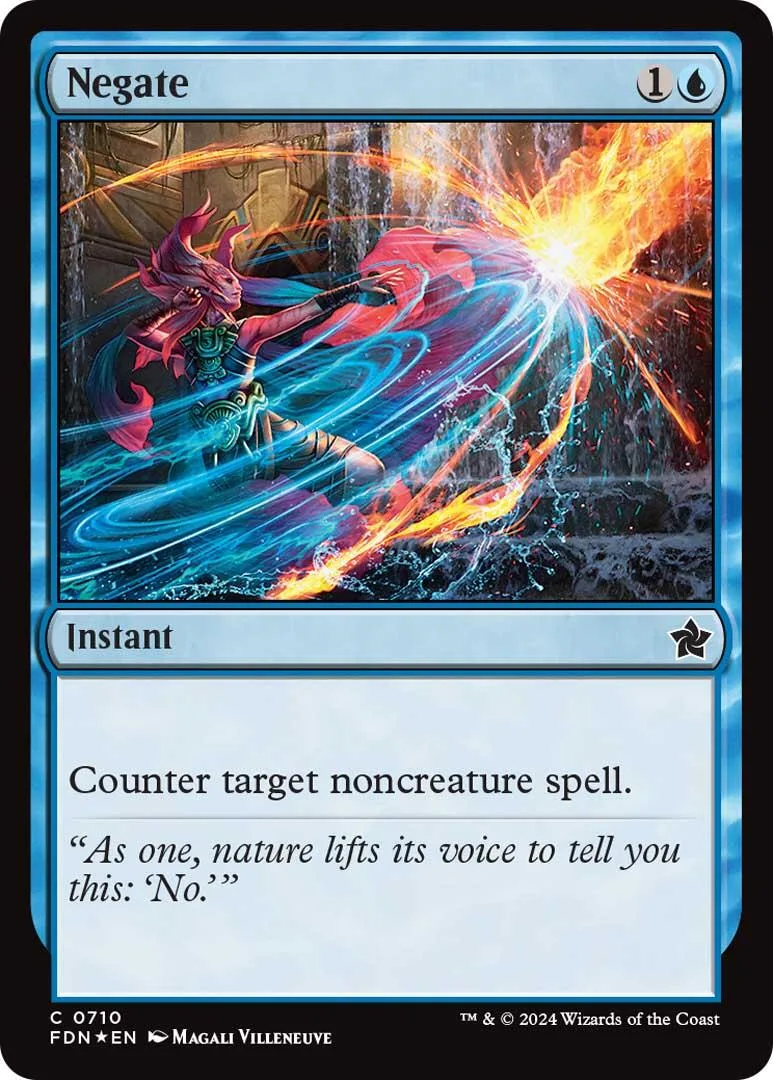 Red and blue magical creature unleashes fiery energy on a Magic: The Gathering card.