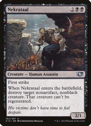 Dark fantasy art card featuring a muscular figure in a rocky, desolate landscape.