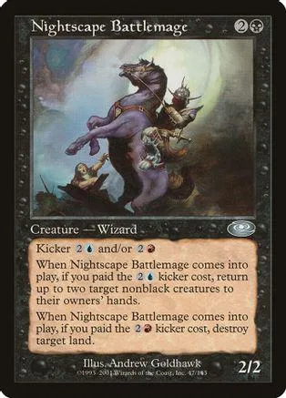 Purple and brown creature on a dark, misty landscape. Magic: The Gathering card.
