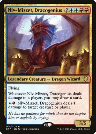 Red dragon creature card art, dark fantasy scene, black and purple tones.