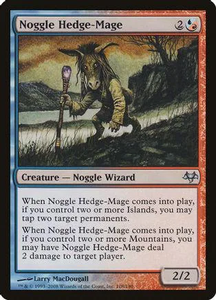 Dark, hairy wizard creature card featuring a horned figure in a landscape.