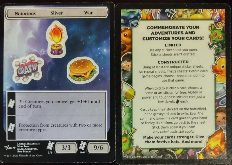 Magic: The Gathering card featuring a fiery emblem, blue/white border, and text.
