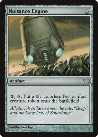 Dark, metallic robot artwork on a Magic: The Gathering card.